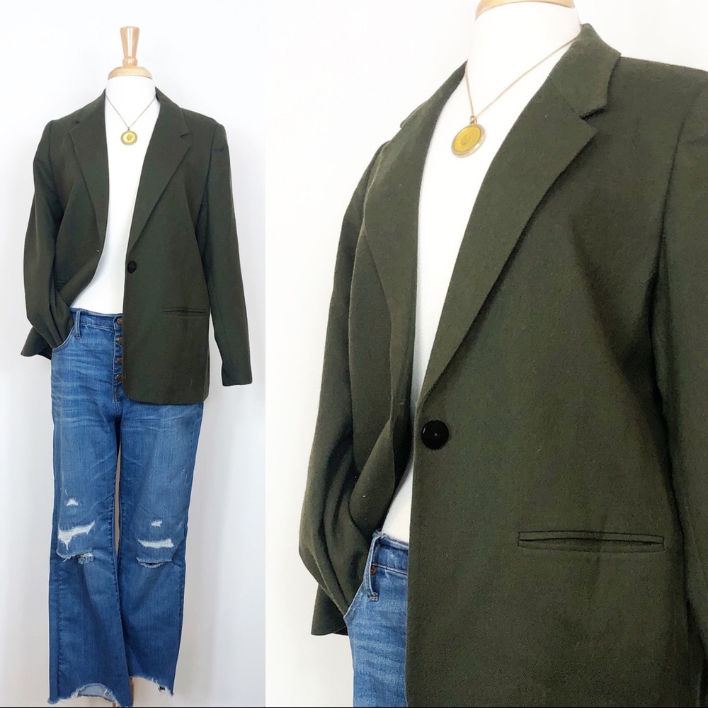 Vintage Wool Dark Green Blazer 8P